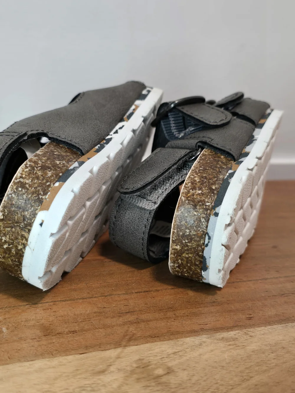 GAP Dark Gray Double-Buckle Cork-Style Kids Sandals